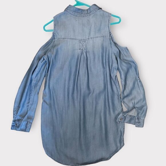 New Billy T Chambray Blue Denim Jean‎ Shirt Dress Cold Shoulder Lightweight - Picture 9 of 9
